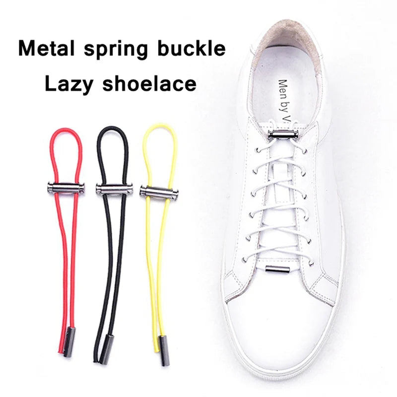 Revolutionary No-Tie Elastic Buckle Shoelaces with Metal Lock for Effortless Style – Perfect for Kids and Adults on the Go!