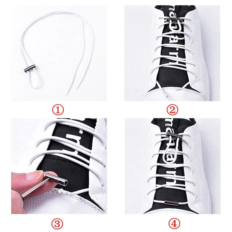 Revolutionary No-Tie Elastic Buckle Shoelaces with Metal Lock for Effortless Style – Perfect for Kids and Adults on the Go!